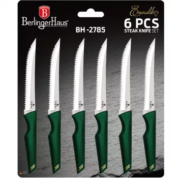 Berlinger Haus BH-2785 Steak Knife Set 6 Pieces Stainless Steel Serrated Black