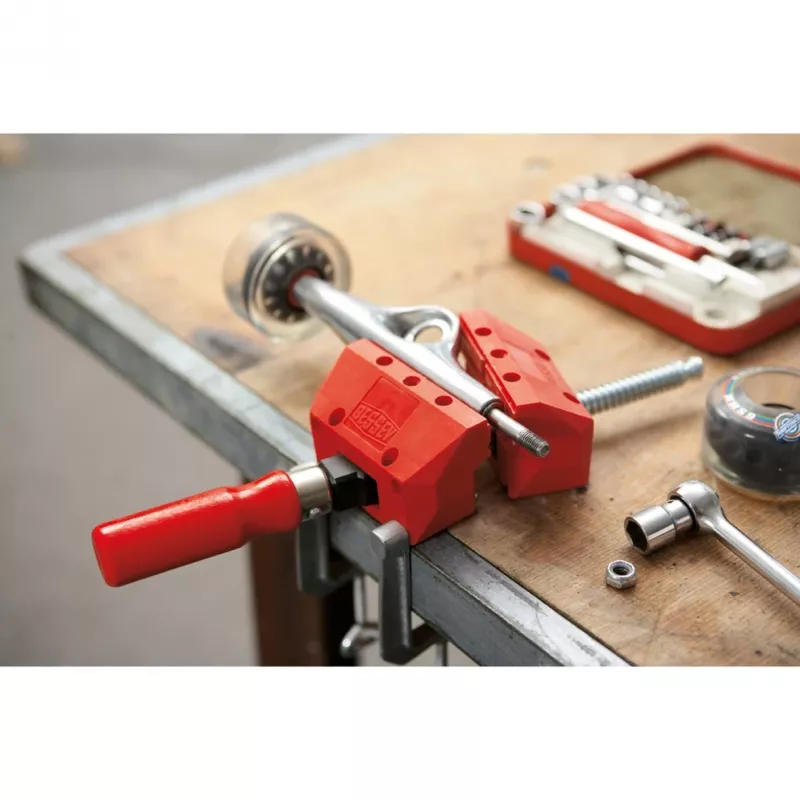 BESSEY S10-ST Mini skrūvspīles S 10 skrūves spaile, sarkana, 100 mm iespīlēšanas platums, 50 mm rīkles dziļums, ar 2 galda skavām