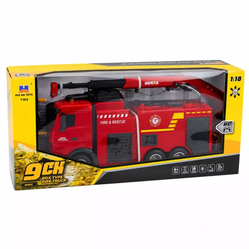 BESTTOYS Ugunsdzēsēju mašīna ar celtni un ūdens lielgabalu RC Huina 1:18