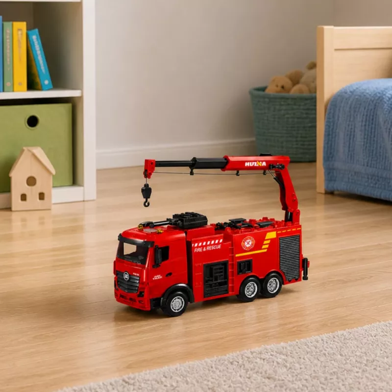 BESTTOYS Ugunsdzēsēju mašīna ar celtni un ūdens lielgabalu RC Huina 1:18