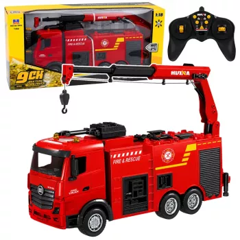 BESTTOYS Ugunsdzēsēju mašīna ar celtni un ūdens lielgabalu RC Huina 1:18