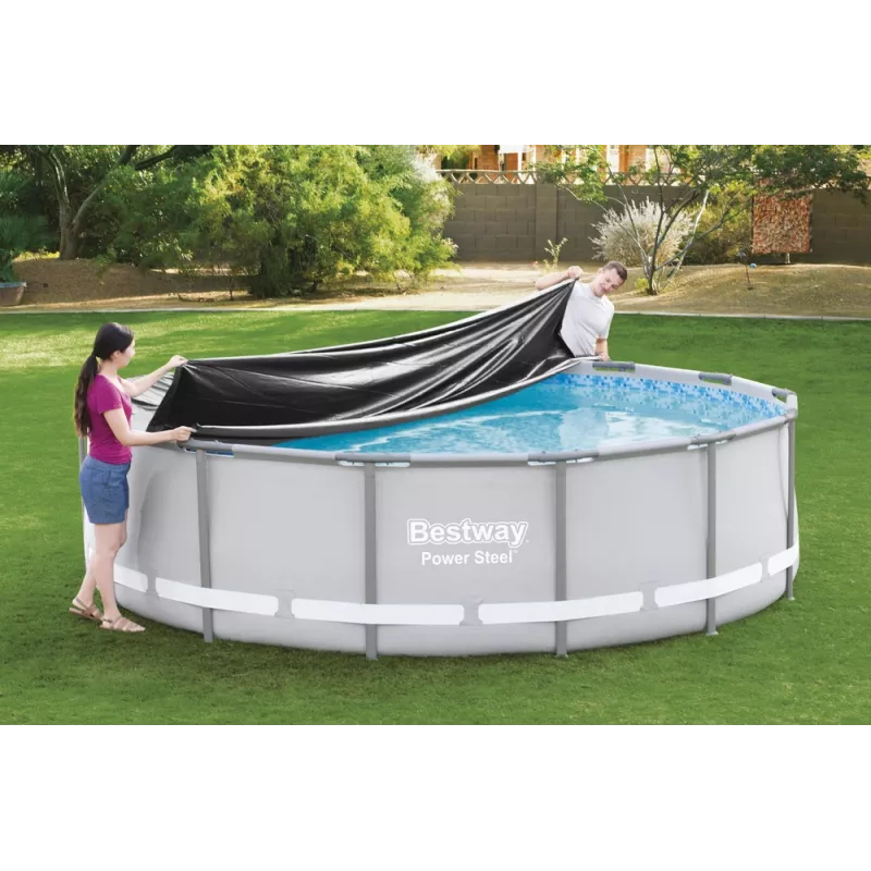 Bestway Flowclear Baseina pārsegs Steel Pro MAX rāmja baseinam 427 cm (14 pēdas) - Zils polietilēns ar virvju saitēm