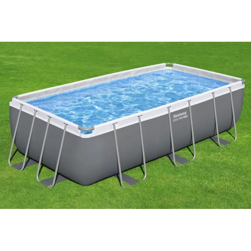 Bestway Frame Pool 404 x 201 x 100 cm Taisnstūra Virszemes Baseins ar Filtra Sūkni, Kāpnēm, Pārsegu un ChemConnect Dozatoru