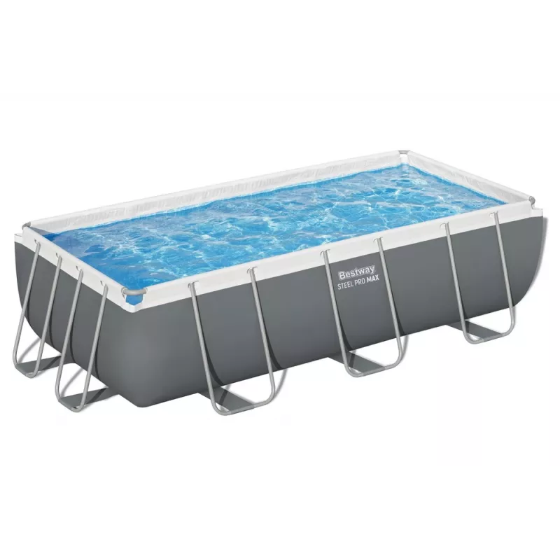 Bestway Frame Pool 404 x 201 x 100 cm Taisnstūra Virszemes Baseins ar Filtra Sūkni, Kāpnēm, Pārsegu un ChemConnect Dozatoru