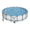 Bestway Steel Frame Pool 549 x 122 cm (18 ft x 48 in) Round Above Ground Pool ar filtru sūkni, kāpnēm, pārsegu - 56462