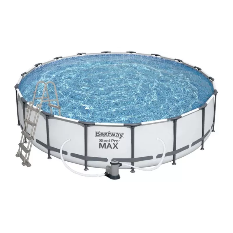 Bestway Steel Frame Pool 549 x 122 cm (18 ft x 48 in) Round Above Ground Pool ar filtru sūkni, kāpnēm, pārsegu - 56462