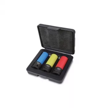 BETA 720LC/C3 3-daļīgs plānsienu dziļais triecienuzgriežņu komplekts vieglmetāla diskiem, 1/2 collu piedziņa, 17/19/21 mm, Cr-Mo, aizsarguzmavas