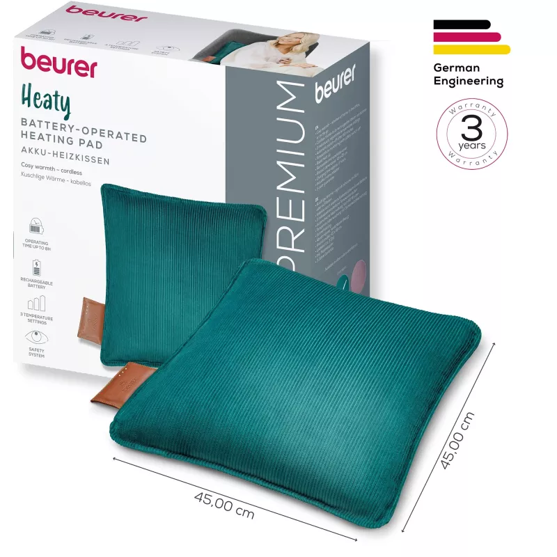 Beurer HK 77 Heaty Celestial Green Apsildāms Spilvens ar Vada Pārsegu (20078)