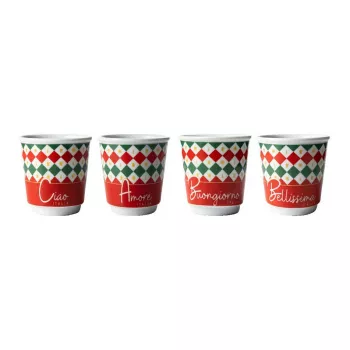 Bialetti 4 Tricolore espreso glāžu komplekts, 80 ml, stikls, Itālijas karoga krāsas, piemērotas trauku mazgājamai mašīnai