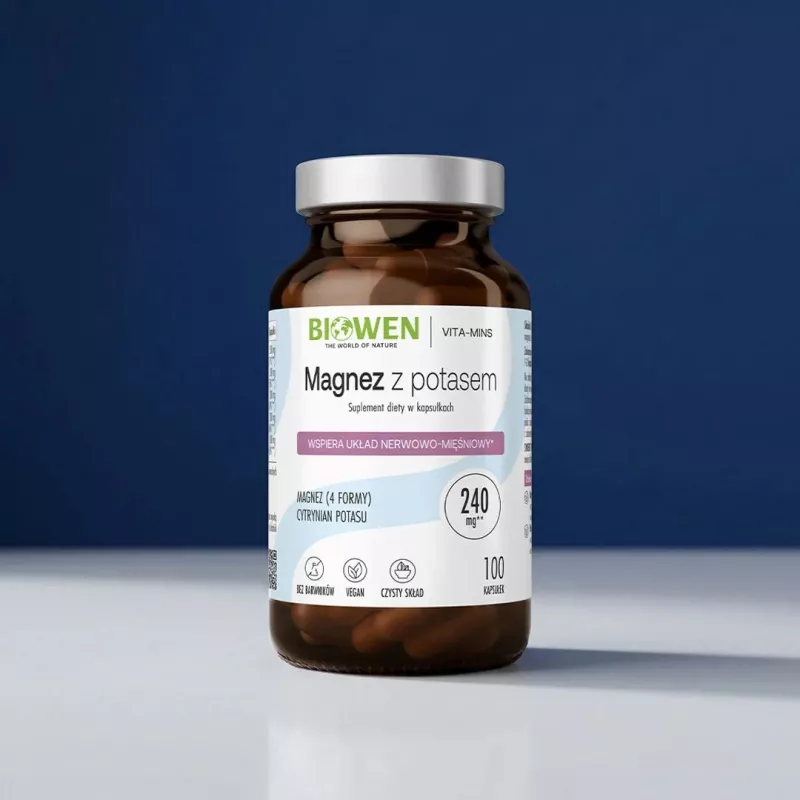 BIOWEN Magnesium 4x with Potassium – 100 kapsulas – Vegāns uztura bagātinātājs