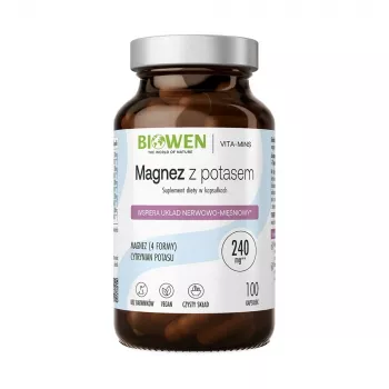 BIOWEN Magnesium 4x with Potassium – 100 kapsulas – Vegāns uztura bagātinātājs