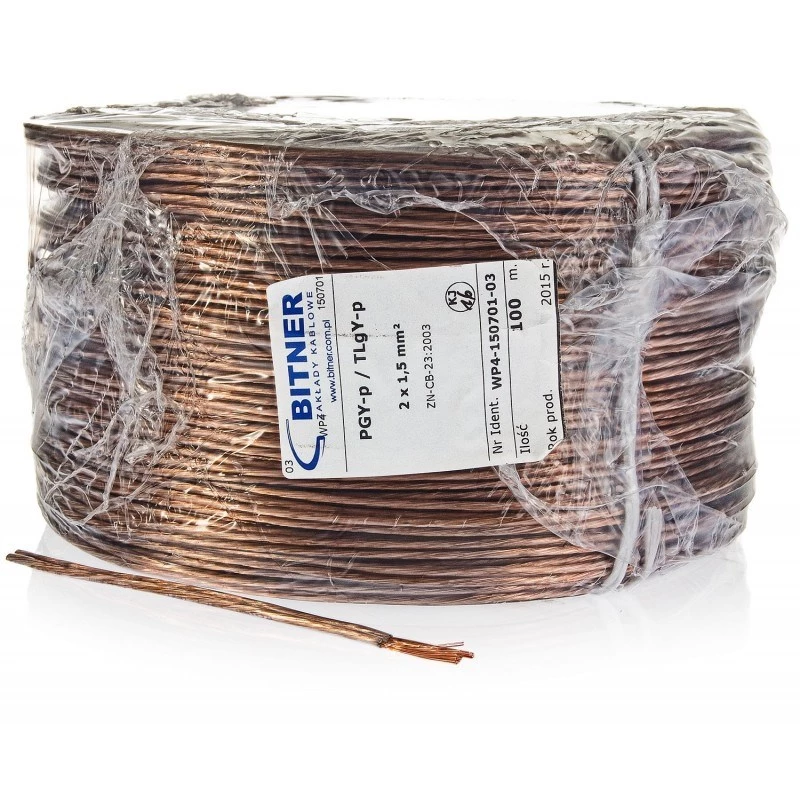 BITNER BiTsound PGY-p (TLgY) 2x1mm2 Skaļruņu kabelis 100m ruļlis