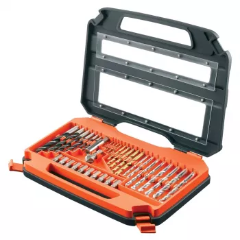 BLACK & DECKER A7231-XJ 76-daļīgs titāna urbjmašīnu komplekts metālam un mūrim, 1,5-8 mm