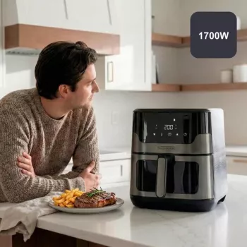 BLACK+DECKER BXAF8001E 8L Digitālais fritieris, 1700W, 8 programmas, nepiedegošs grozs, melns
