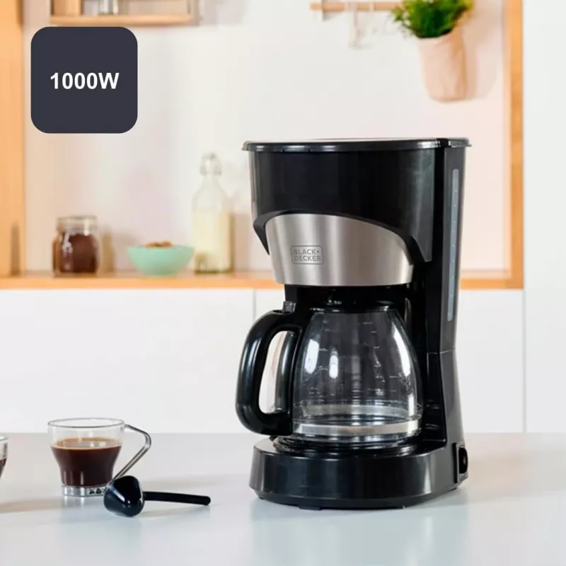 BLACK+DECKER BXCO1001E 1000 W 12 tasīšu filtru kafijas automāts, 1,5 L, melns