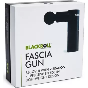 BLACKROLL FASCIA GUN masāžas pistole ar 4 uzgaļiem, 4 intensitātes līmeņiem, bezsuku motoru, USB-C, ceļojumu maciņu - A002840