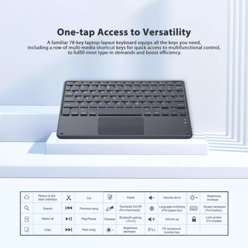 Blackview K1 Bluetooth Keyboard Wireless Ultra Slim 10 inch – 280mAh Battery, Bluetooth 3.0, Compatible with Windows / Android / iOS, Black Gray