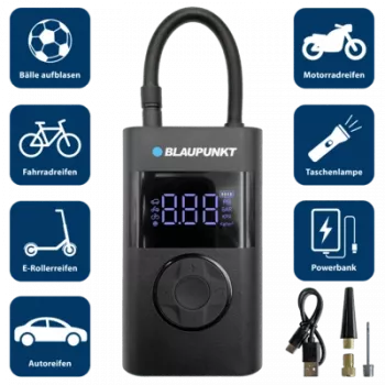 Blaupunkt TPM 124 Bezvadu gaisa sūknis ar uzlādējamu litija jonu akumulatoru 10,3 Bar 150 PSI digitālais LED