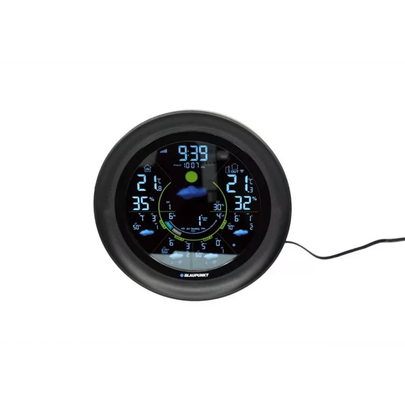 Blaupunkt WS65BK APP Wi-Fi laika stacija ar krāsu displeju un āra sensoru - melna