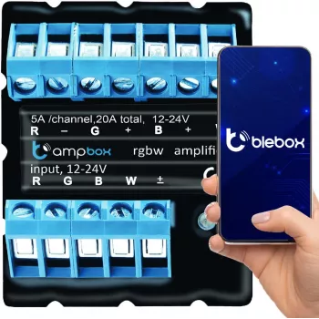 BLEBOX ampbox viedais LED kontrolieris 4 kanālu Wi-Fi RGBW CCT 12-24V DC