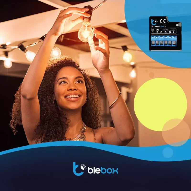 BLEBOX DimmerBox WiFi viedais dimmera modulis 230V 250W regulējamiem gaismas avotiem