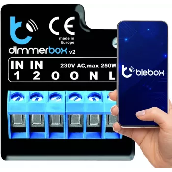 BLEBOX DimmerBox WiFi viedais dimmera modulis 230V 250W regulējamiem gaismas avotiem