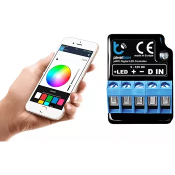 BLEBOX LED Pixelbox Wi-Fi apgaismojuma modulis – pikseļu kontrolieris WS2812/APA102, 5A, 1024 pikseļi