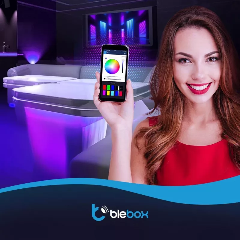 BLEBOX LED Pixelbox Wi-Fi apgaismojuma modulis – pikseļu kontrolieris WS2812/APA102, 5A, 1024 pikseļi
