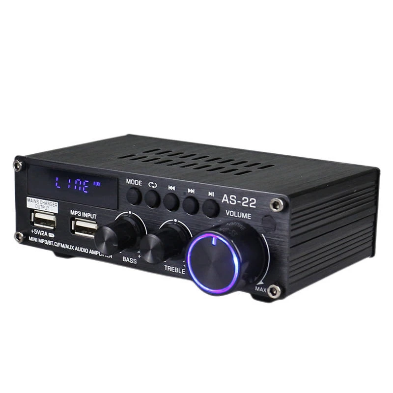 Blitzwolf AS-22 Audio pastiprinātājs, 45W, Bluetooth 5.0, USB + tālvadības pults (Melns)