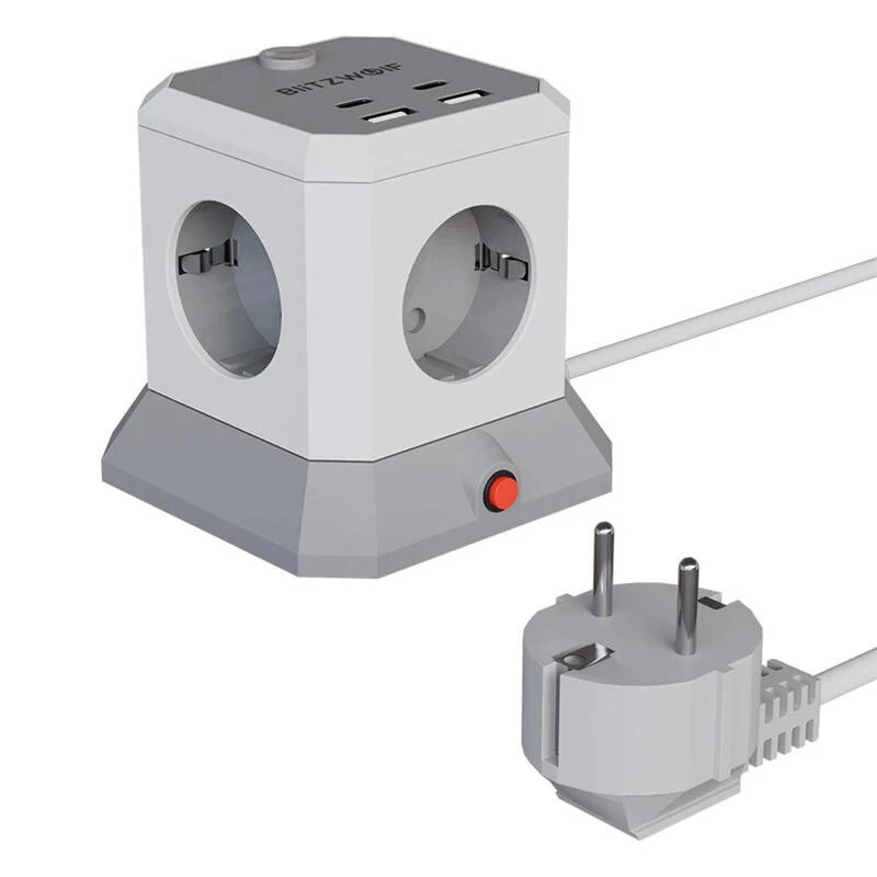 BlitzWolf BW-EC1 4xAC 2xUSB-A 2xUSB-C Pagarinātājs