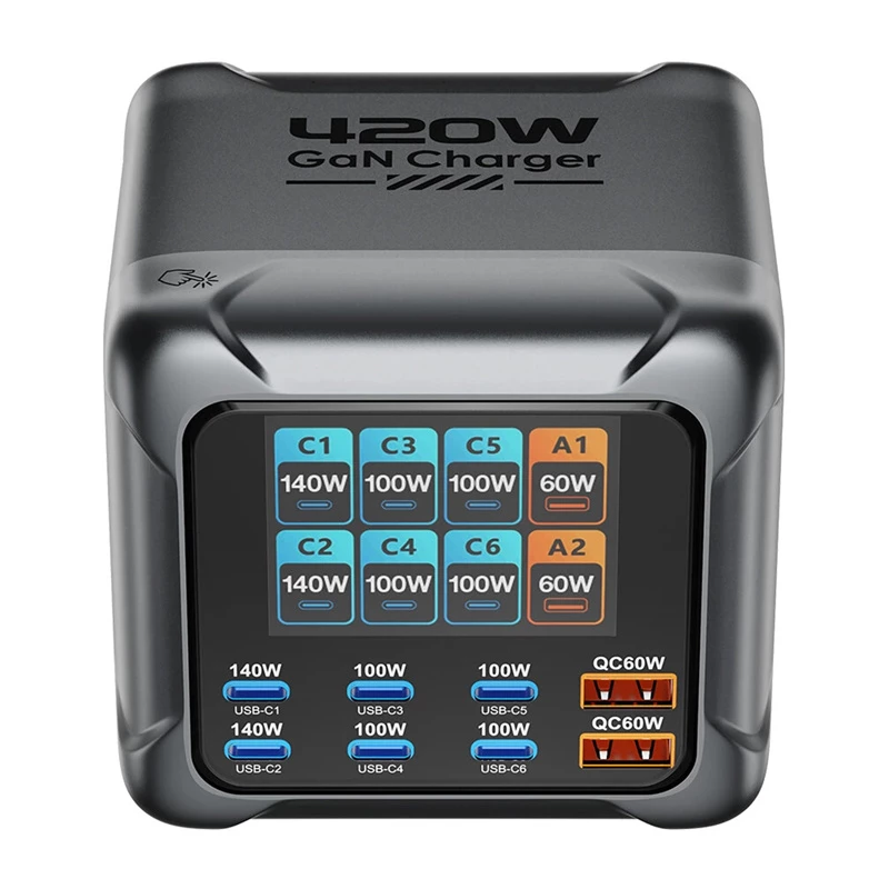 Blitzwolf BW-S33 420W 8-Port USB-A Lādētājs, Melns