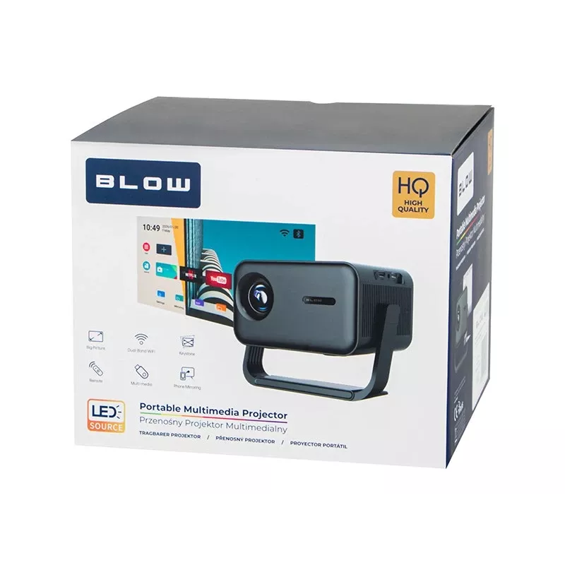 BLOW AndroidTV FullHD MaxView pārnēsājamais projektors melns
