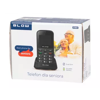 BLOW Black senioru telefons ar statīvu S18D