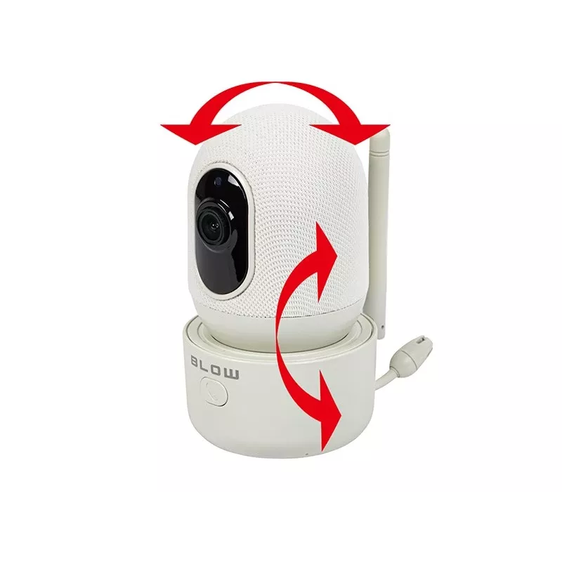 BLOW Electronic Baby Monitor ar 5.5 inch LCD WiFi monitori, Full HD kameru, Pan/Tilt/Zoom, nakts redzamību, divvirzienu audio, temperatūras sensoru, šūpuļdziesmām, 300m darbības rādiusu