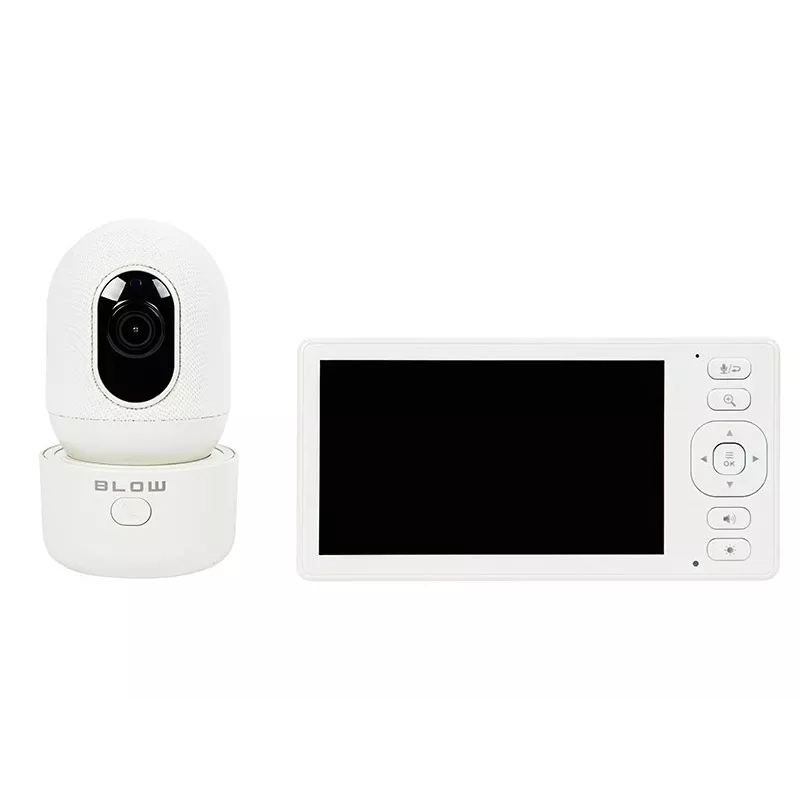 BLOW Electronic Baby Monitor ar 5.5 inch LCD WiFi monitori, Full HD kameru, Pan/Tilt/Zoom, nakts redzamību, divvirzienu audio, temperatūras sensoru, šūpuļdziesmām, 300m darbības rādiusu