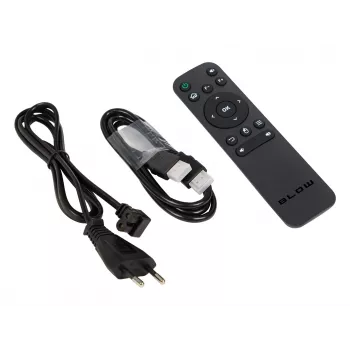 BLOW pārnēsājamais projektors Android TV HD kino skaņa ar melnu maciņu