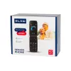 BLOW S24 melns senioru atlokāmais telefons ar SOS pogu, lieliem taustiņiem, divām SIM kartēm, kameru, FM radio, lukturīti, uzlādes statīvu