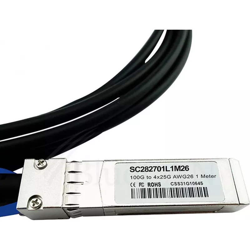 BlueLAN saderīgs Mellanox MCP7F00-A001R30N pasīvais 100GBASE-CR4 QSFP28 uz 4x25GBASE-CR SFP28 tiešās pievienošanas sadales kabelis, 1m, AWG26