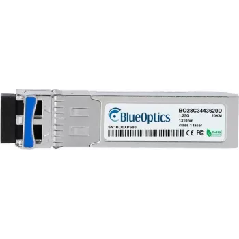 BlueOptics BO28C3443620DIN cSFP 2 kanālu BiDi raiduztvērējs, LC-Duplex, 1000BASE-2BX-U, vienmoda šķiedra, TX:1310nm/RX:1490nm, 20km, -40°C līdz +85°C, DDM