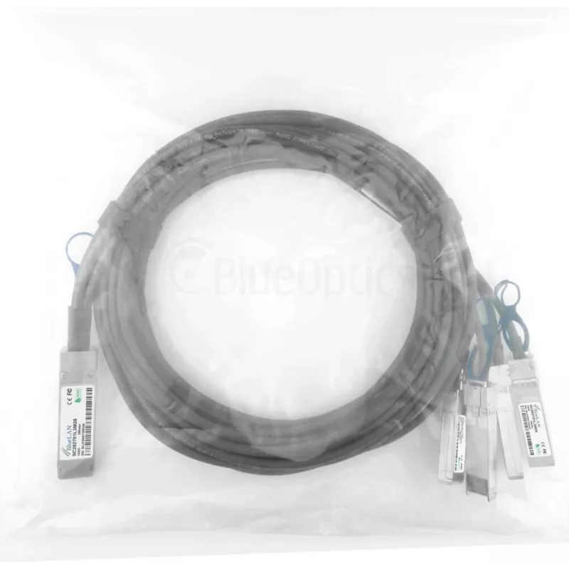 BlueOptics MCP7F00-A002R30N Compatible BlueLAN QSFP28 uz 4x SFP28 Direct Attach Breakout kabelis, 2m, pasīvs, AWG26