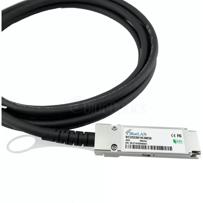 BlueOptics MikroTik Q+DA0003 saderīgs BlueLAN QSFP tiešās pievienošanas kabelis, 40GBASE-CR4, 30AWG, 3m