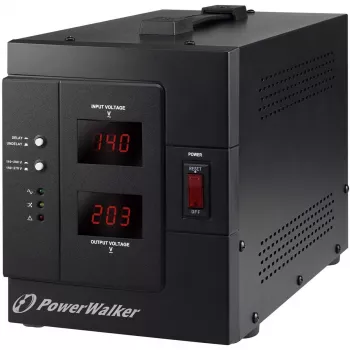 BlueWalker PowerWalker AVR 3000 SIV FR 3000VA/2400W Automātiskais sprieguma regulators, 230V, 4x Franču kontaktligzda, Melns