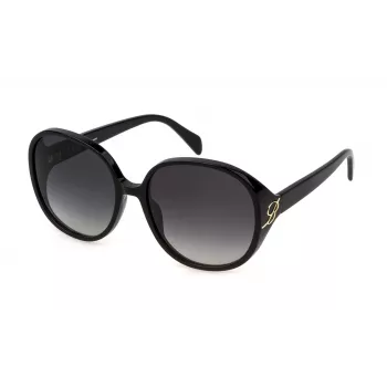 BLUMARINE Sieviešu kaķacs formas saulesbrilles SBM864-61700F Spīdīgi melnas gradienta pelēkas 61mm