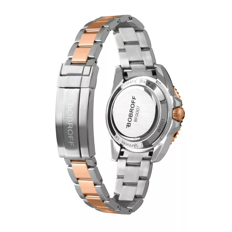 BOBROFF BF0007 Unisex Quartz Analog Watch 41mm Stainless Steel Case Black Dial Leather Strap