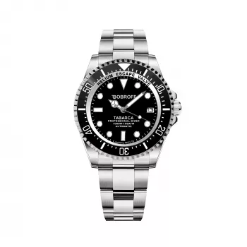 BOBROFF MAN BF0001J1 Analogais kvarca pulkstenis 44mm melns ciparnīca ādas siksniņa