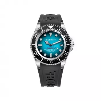 BOBROFF MAN BF0009-BFSTN Analogais kvarca pulkstenis 44mm nerūsējošā tērauda korpuss, melns ciparnīca, ādas siksniņa