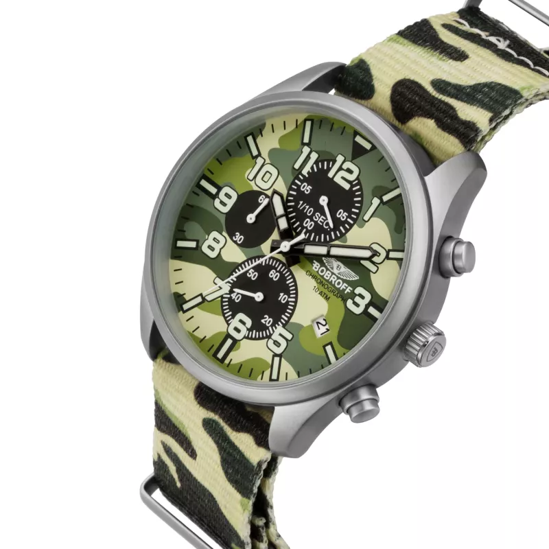 BOBROFF MAN BF0020 Analogais kvarca pulkstenis 42mm Nerūsējošais tērauds Melna āda