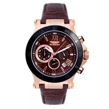BOBROFF MAN BF1001M65 Analogais kvarca pulkstenis 44mm melns ciparnīca ādas siksniņa