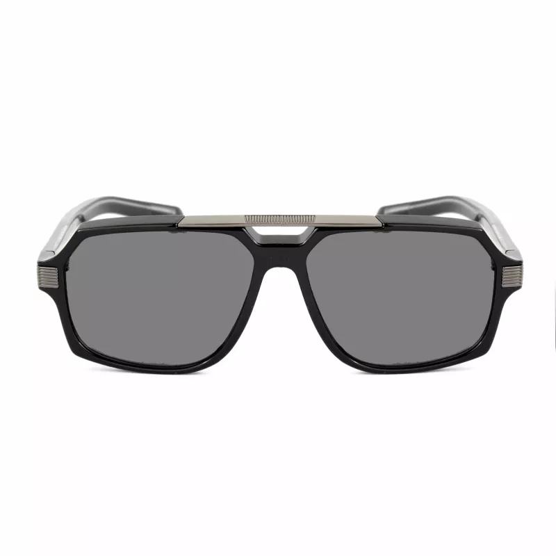 BOBROFF Vīriešu saulesbrilles BFG0015-C1 - Melns acetāta rāmis, pelēkas lēcas, UV400 (58/15/143 mm)