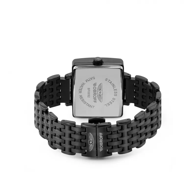 BOBROFF Woman BF0032 kvarca analogais pulkstenis 36mm balts ciparnīca melna ādas siksniņa